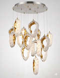 Gilded Shell Hand-Blown Glass Chandelier - A Light Sculpture for Luxury Spaces