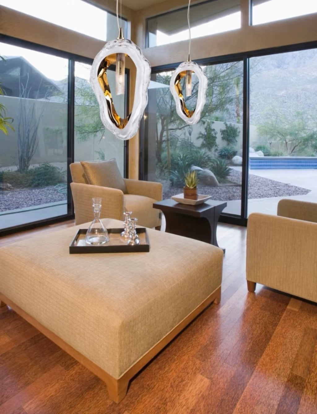 Gilded Shell Hand-Blown Glass Chandelier - A Light Sculpture for Luxury Spaces